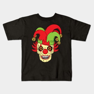 Evil Joker Clown Skull Kids T-Shirt